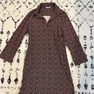 Elegant Black and Pink Patterned Women's Dress